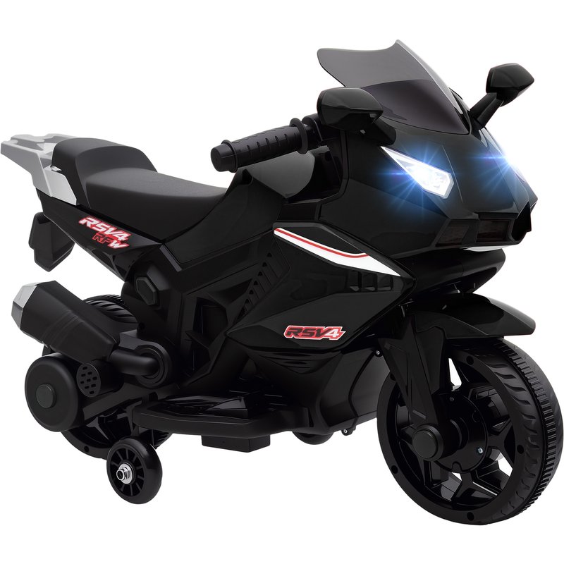 Moto Électrique Enfant De Sport Rsv4 6v 2,5 Km/H Effets Lumineux Sonores Stabilisateurs Amovibles