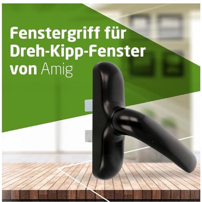 Amig - Griff Fã¿R Dreh- Oder Kippfenster, Mit Aluminiumsockel Und Pvc-Abdeckung In Schwarz, Mit Verdeckter Schraubbefestigung 17,10 X 7,60 Cm X Hã¶He 2,40 Mm - Ohne Vierkantstift