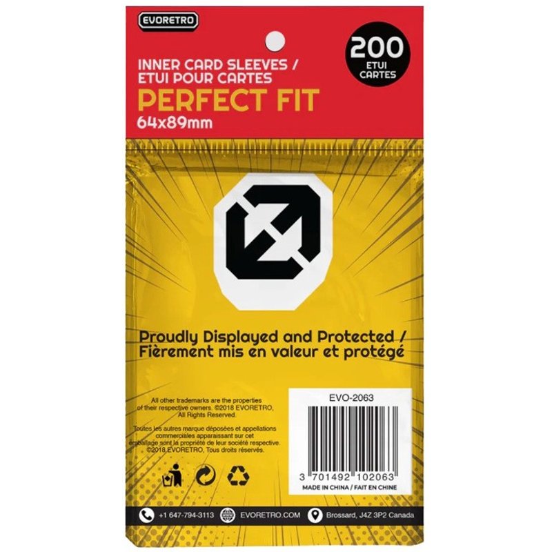 Pack De 200 Sleeves Evoretro ¿ Perfect Fit (Pokémon, Lorcana, Mtg) (Evoretro)