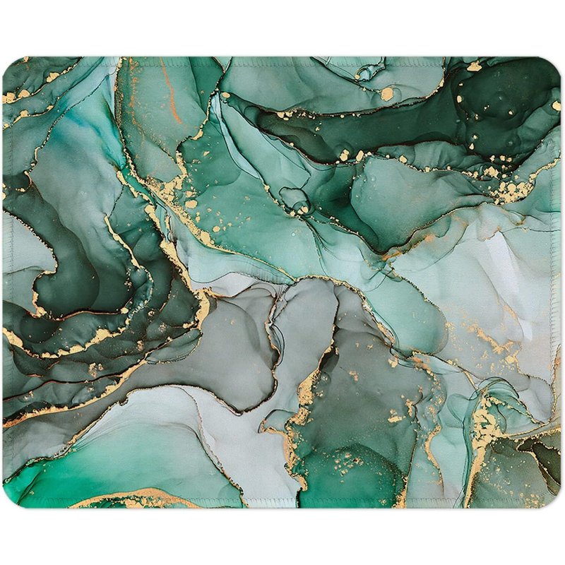 Tapis De Souris Gaming Tapis Souris Avec Bord Cousu Et Base En Caoutchouc Antidérapante, Surface Spéciale Texturée Résistant À Usure, 260 X 210Mm Epaisseur 3Mm,Texture Marbre Vert