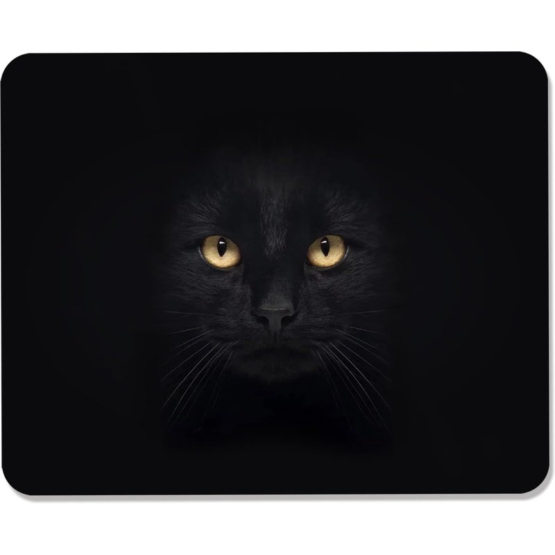 Tapis De Souris Mousepad De Bureau 260 X 210 × 3 Mm,Tapis De Souris Gaming Petit Tapis De Souris - Tapis De Souris Avec Base En Caoutchouc Antidérapante -Chat Noir