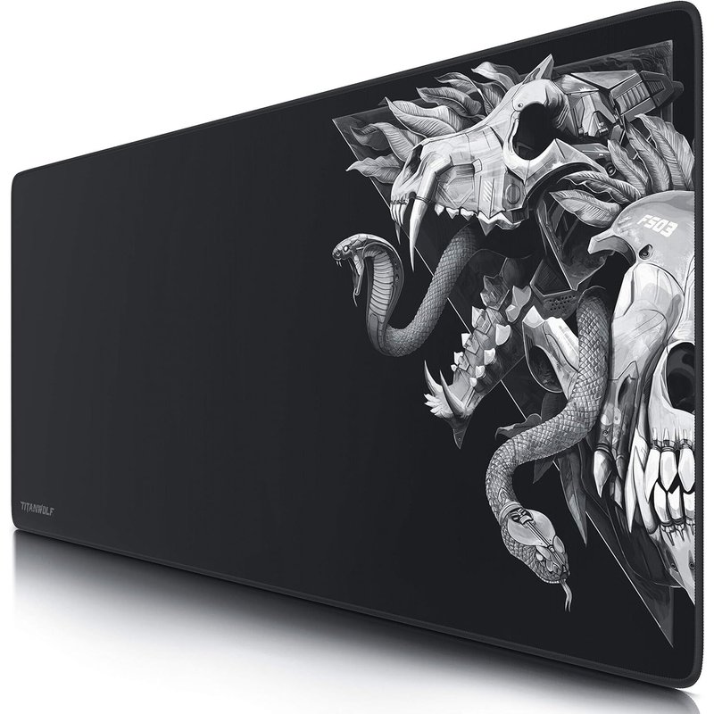 - Tapis De Souris Gaming Wolf Skull 900X400Mm - Sous-Main Bureau Gamer Extra Large Xxl En Tissu, Base Antidérapante - Précision, Vitesse Et Confort - Pour Tous Types De Souris Et Claviers