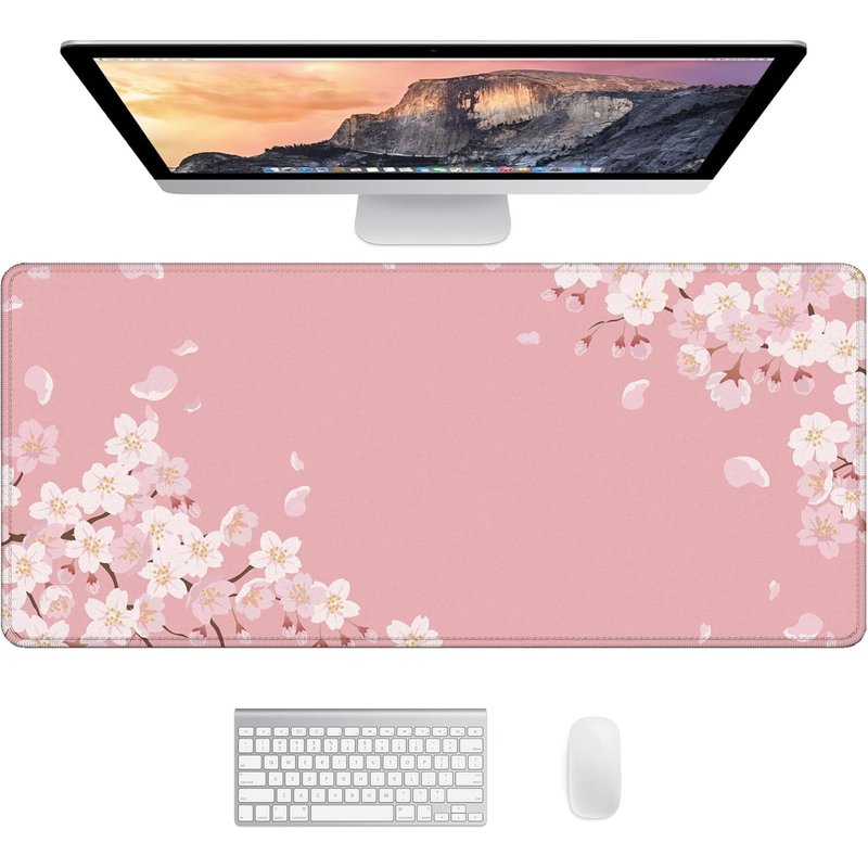 Grand Tapis De Souris Xxl Gaming Tapis Souris Gaming Pour Pc Bureau Xxl Rose 90X40Cm (Sakura)