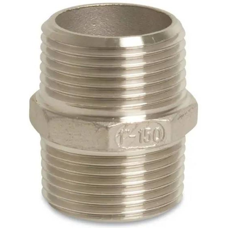 Double Mamelon Inox 1 1/4", Raccord Fileté Inox V4A