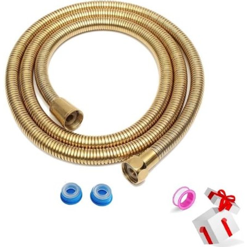 Flexible de douche en acier inoxydable doré - Pièce de rechange pour salle de bain - 2 m - Flexible
