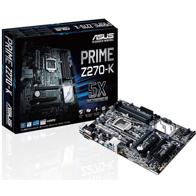 ASUS PRIME Z270-K - Carte-mère - ATX - LGA1151 Socket - Z270 Chipset - USB 3.0, USB 3.1, USB-C - Gigabit LAN - carte graphique embarquée (unité centrale requise) - audio HD (8 canaux)