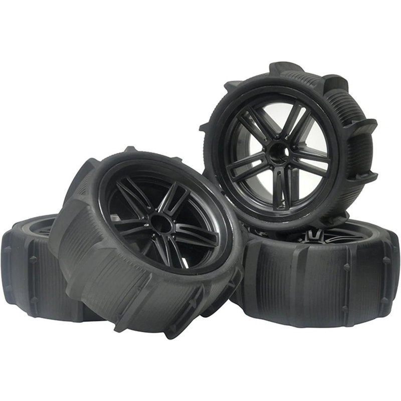 4pcs Sandy Beach Pneus Roues 12mm Hex Pour 1/10 1/12 Wltoys 144001 144010 124017 9125 X03 F22a Rc Voiture Véhicules Modèle Pièces-Générique