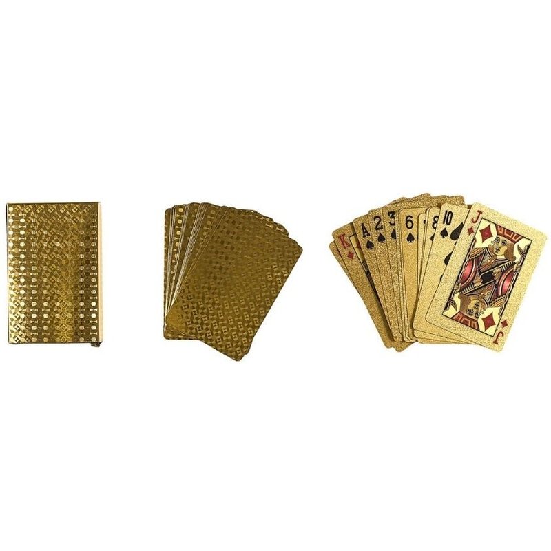 Jeu 54 Cartes Premium Casino 5.9x9x2cm Or Noir