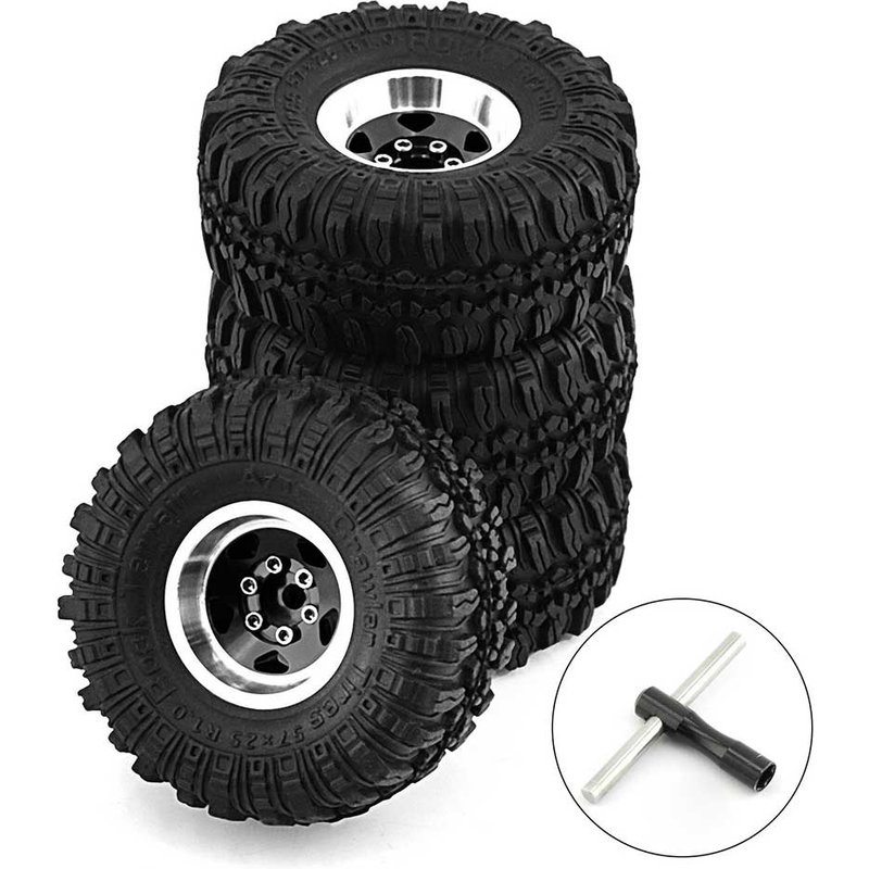 4 Pièces De Pneus De Roue De Désert En Alliage D'aluminium De 1,0 Pouce Pour Pièces De Voiture Rc 1/18 Trx4m Scx24 Fms Fcx18 Fcx24 Furitek Fx118-Générique