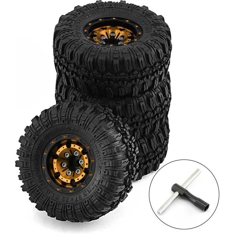 4 Pièces De Pneus De Roue De Désert En Alliage D'aluminium De 1,0 Pouce Pour Pièces De Voiture Rc 1/18 Trx4m Scx24 Fms Fcx18 Fcx24 Furitek Fx118-Générique