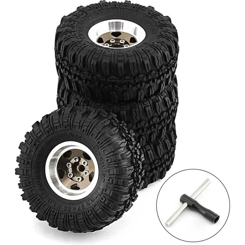 4 Pièces De Pneus De Roue De Désert En Alliage D'aluminium De 1,0 Pouce Pour Pièces De Voiture Rc 1/18 Trx4m Scx24 Fms Fcx18 Fcx24 Furitek Fx118-Générique