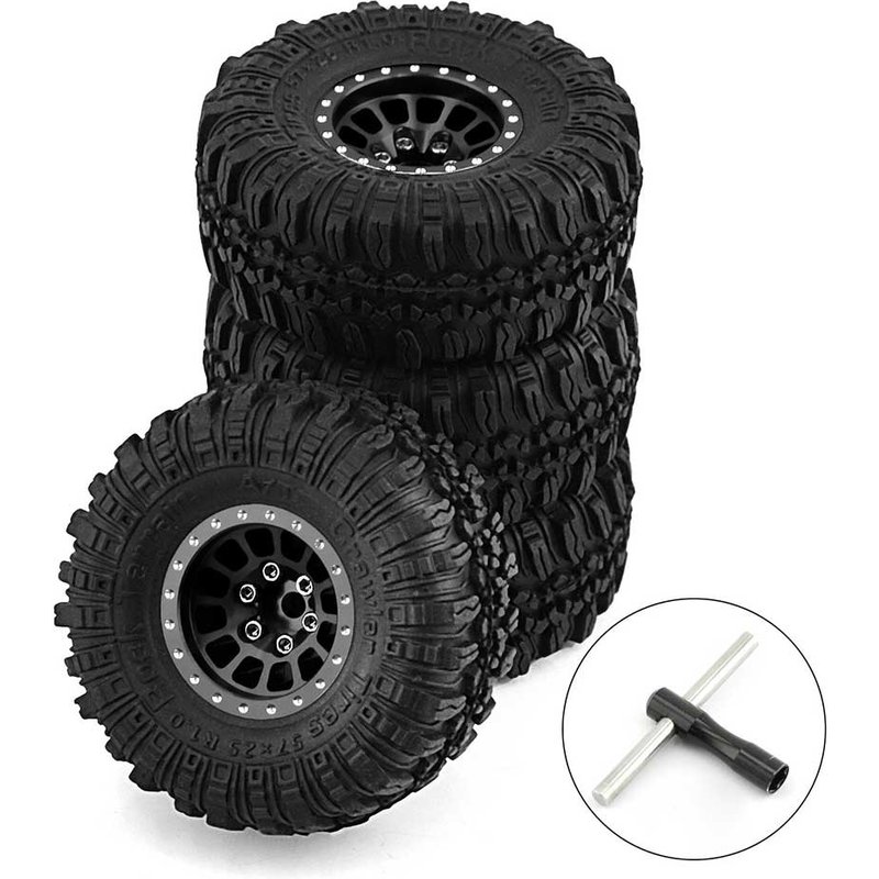 4 Pièces De Pneus De Roue De Désert En Alliage D'aluminium De 1,0 Pouce Pour Pièces De Voiture Rc 1/18 Trx4m Scx24 Fms Fcx18 Fcx24 Furitek Fx118-Générique