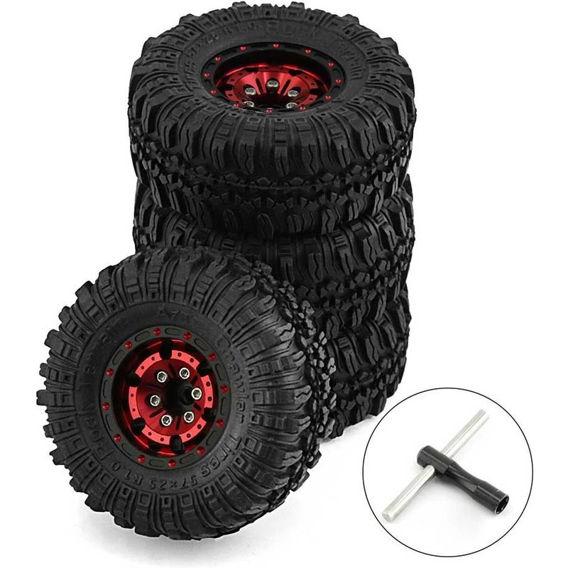 4 Pièces De Pneus De Roue De Désert En Alliage D'aluminium De 1,0 Pouce Pour Pièces De Voiture Rc 1/18 Trx4m Scx24 Fms Fcx18 Fcx24 Furitek Fx118-Générique