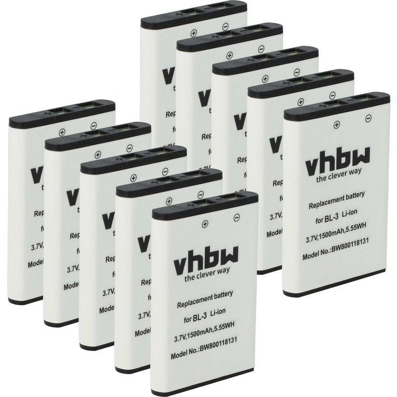 vhbw 10x Batterie compatible avec Weierwei UV3R radio talkie-walkie (1500mAh, 3,7V, Li-ion)