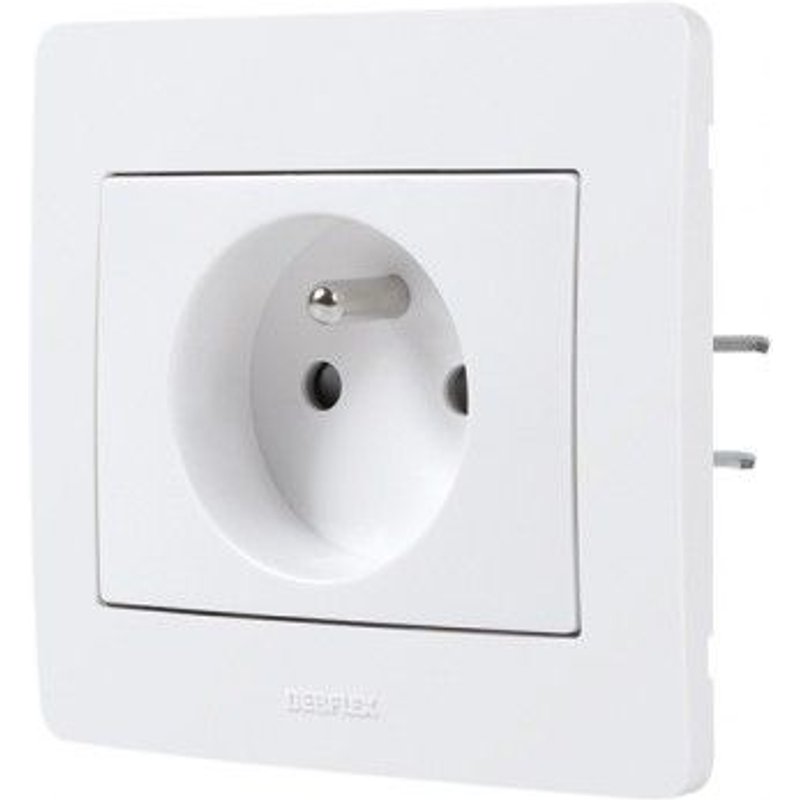 Prise 2P+T encastrée complète - blanc - Caly DEBFLEX