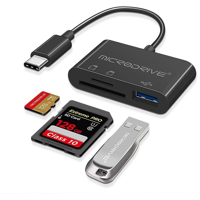 Concentrateurs USB 3 en 1 MicroDrive TY1-3 avec emplacement pour lecteur de cartes SD / TF USB3.0 pour PC, ordinateur portable, clavier, souris, U disque