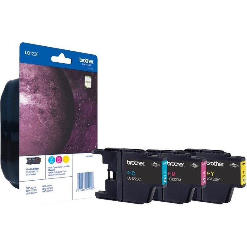 Brother LC1220RBWBP - Jaune, cyan, magenta - original - blister - cartouche d'encre - pour Brother DCP-J525W, DCP-J725DW, DCP-J925DW, MFC-J825DW; MyMio MFC-J825N