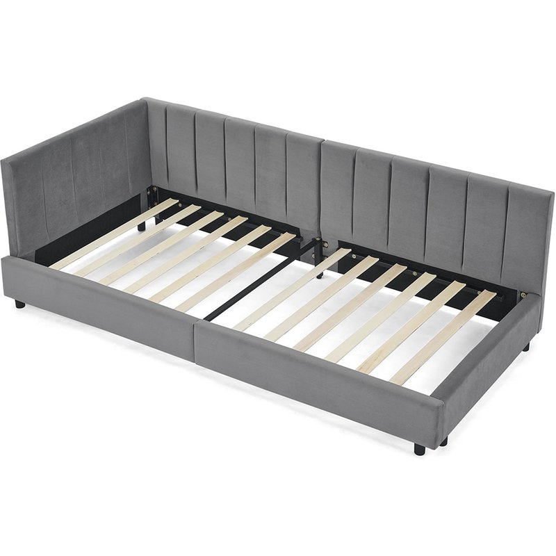 Lit banquette enfant 90x200 cm design velours doux peau dossier haut idéal chambres enfants amis studios gris foncé