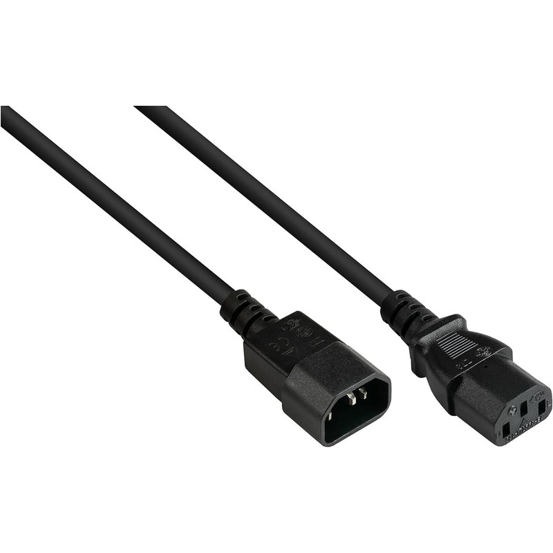 P1430-S005 Rallonge Pour Appareil À Froid C14 Droit Vers C13 Noir 0,75 Mm 0,5 M