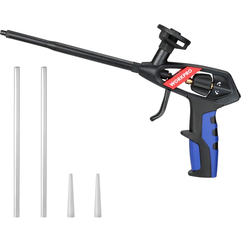 Pistolet Mousse Polyurethane WORKPRO, Pistolet a Mousse, Pistolets a Mousse Expansive PU, Reglage d'une Seule Main, Sortie de Mousse Reglable et Precise pour Calfeutrage, Etancheite, Remplissage