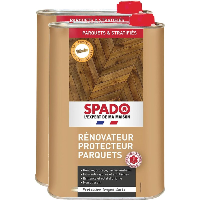 Spado Lot de 2 Bidons 1 l Rénovateur Protecteur Parquets Blindor