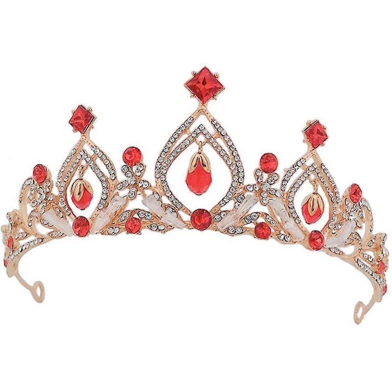 Diad¿¿Me/Couronne Pour Anniversaire De Fille, Diad¿¿Me En Cristal Rouge, Diad¿¿Me D'anniversaire Pour Enfants En Alliage, Accessoires De Couronne Pour Enfants