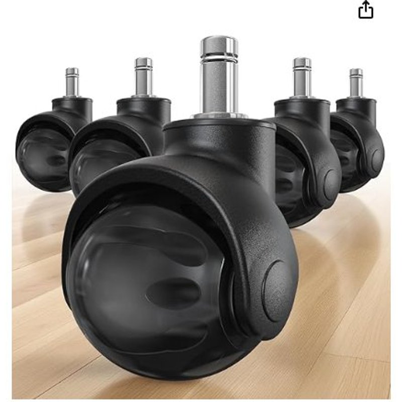 Roulettes de rechange Holkie pour chaises de bureau, en caoutchouc 11 x 22 mm, pour parquets et moquettes, lot de 5 roulettes robustes de type skateboard pour remplacer les tapis de chaise de gaming