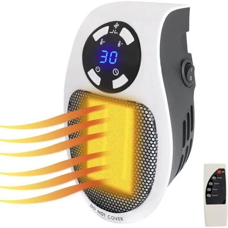 Radiateur Electrique 500W, Radiateur Soufflant en Céramique Smart, Petit Chauffage D'appoint pour la Maison Prise Murale, A86