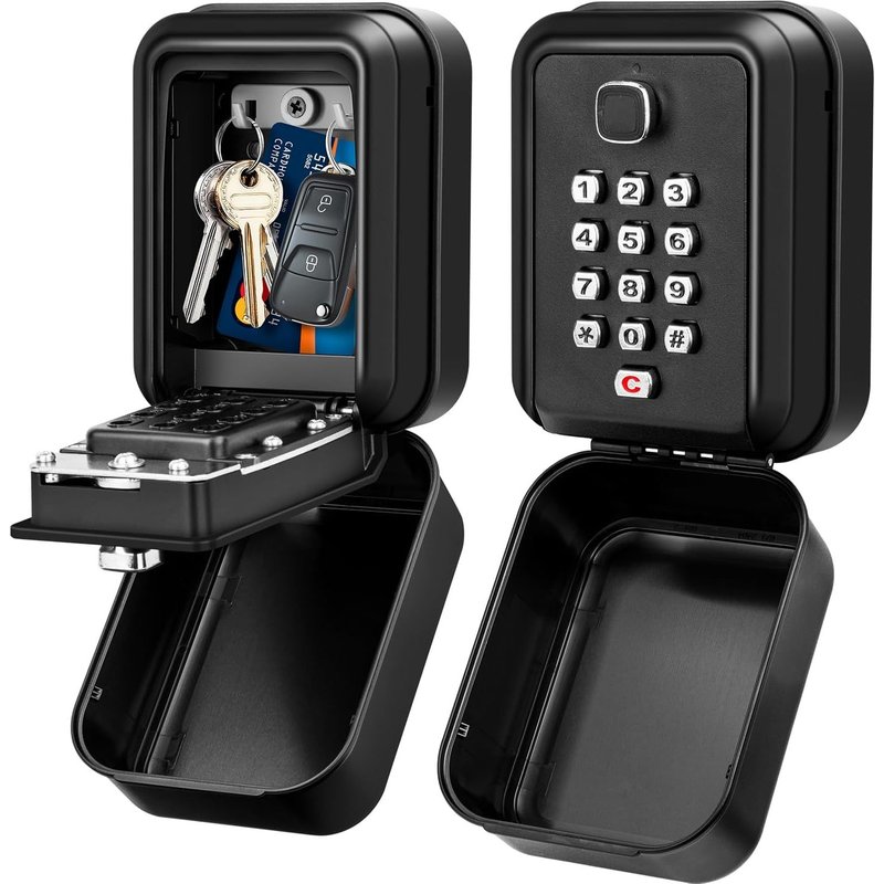 JEXNOVASHOP-Boite à Clé Sécurisée Exterieur, Étanche Boite a Clefs Grand Coffre a Clef Robuste Boîte à Clé Cadenas pour Maison Usine Garage École Interieur (Noir)