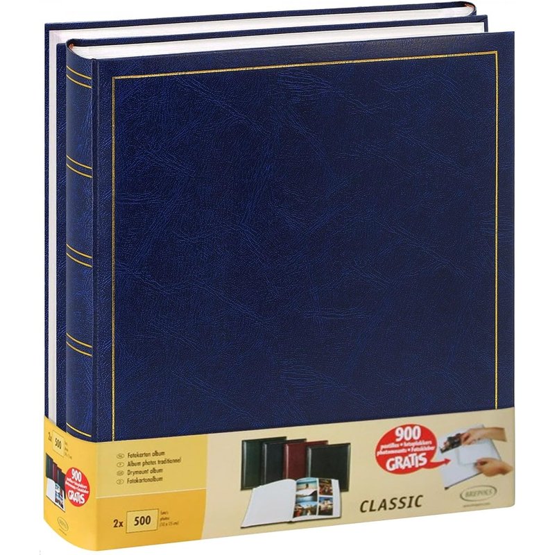 JEXNOVASHOP-Lot de 2 albums traditionnels jumbo 100 pages pour 500 photos 10x15 - Bleu