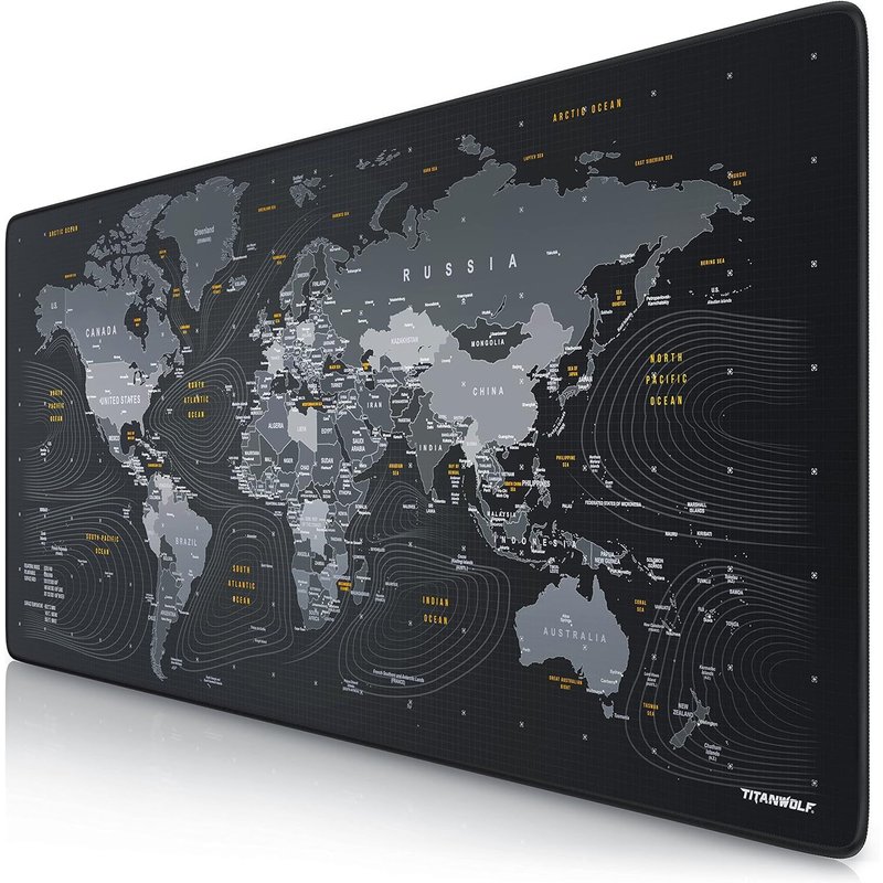 JEXNOVASHOP-Tapis de Souris Gaming Global 900x400mm - sous-Main Bureau planisphère Gamer Extra Large XXL en Tissu, Base antidérapante - Carte du Monde - pour Tous Types de Souris et Claviers