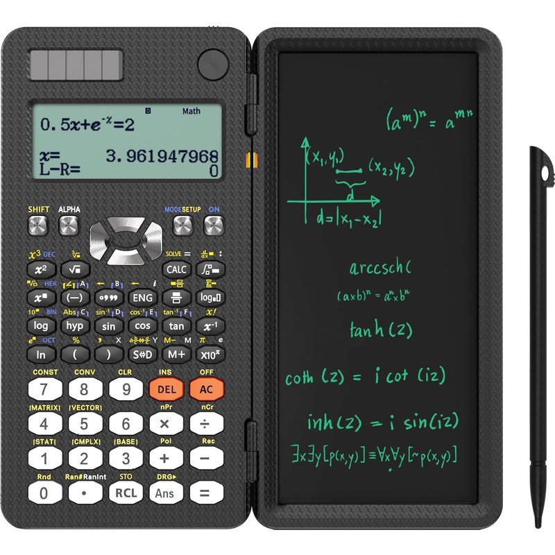JEXNOVASHOP-calculatrice scientifique avec tablette d'écriture, 417 fonctions calculatrice 991ES Plus améliorée, batterie solaire, pour ingénieur, enseignant, lycée collège fournitures de bureau