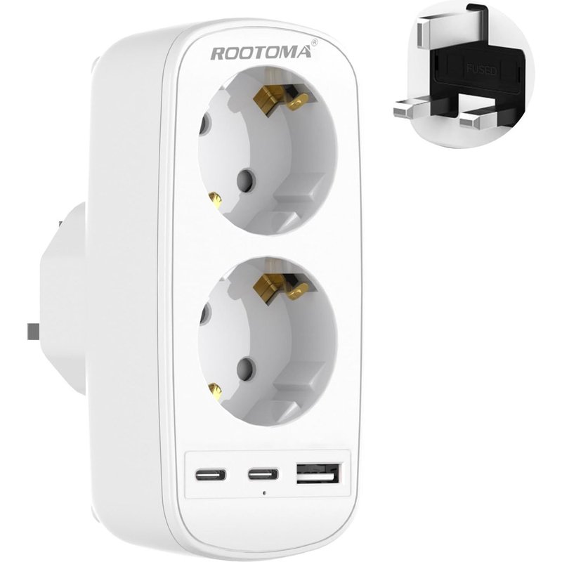 JEXNOVASHOP-Prise Anglaise Adaptateur Francais, Adaptateur Prise Irlande avec 3 USB, Prise Adaptateur Anglaise Double Prise, Adaptateur Type G pour Anglaise, Irlande, Dubai, Maldives, Londres