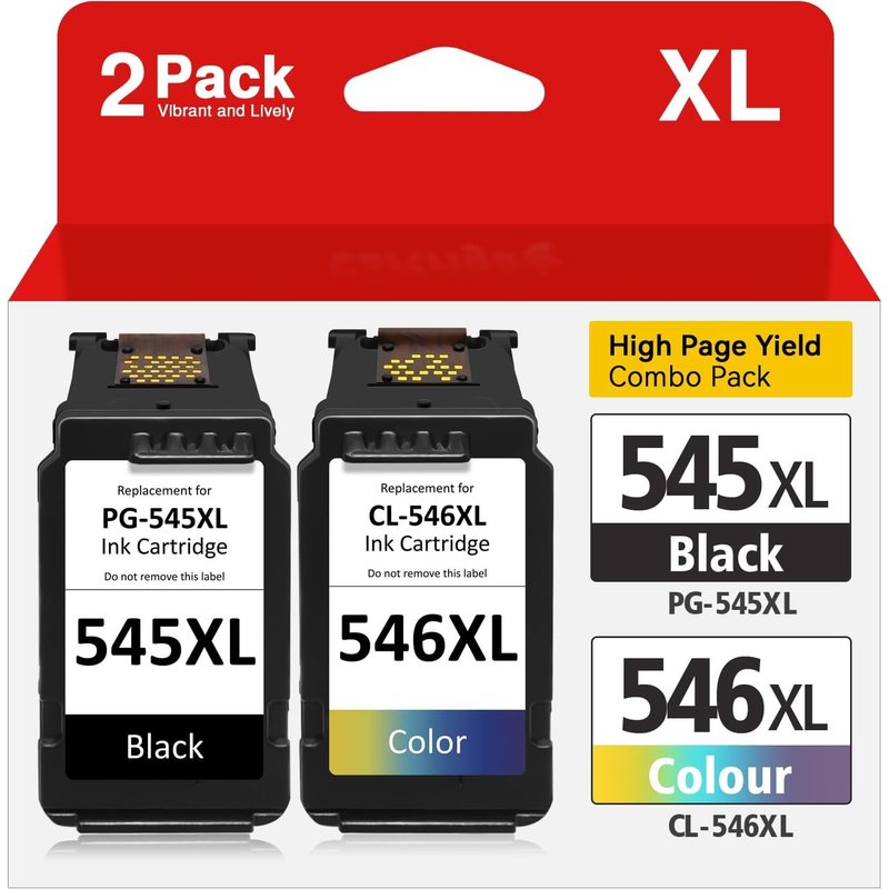 JEXNOVASHOP-545 546 XL Cartouches d'encre Remplacement pour Canon PG 545XL CL 546XL, Encre Canon 545 546,pour Canon PIXMA TS3150 TR4650 TS3350 MG2450 MG2250s MG2950 MG3050 TR4550 TS3151 (Noir Tri-Cou