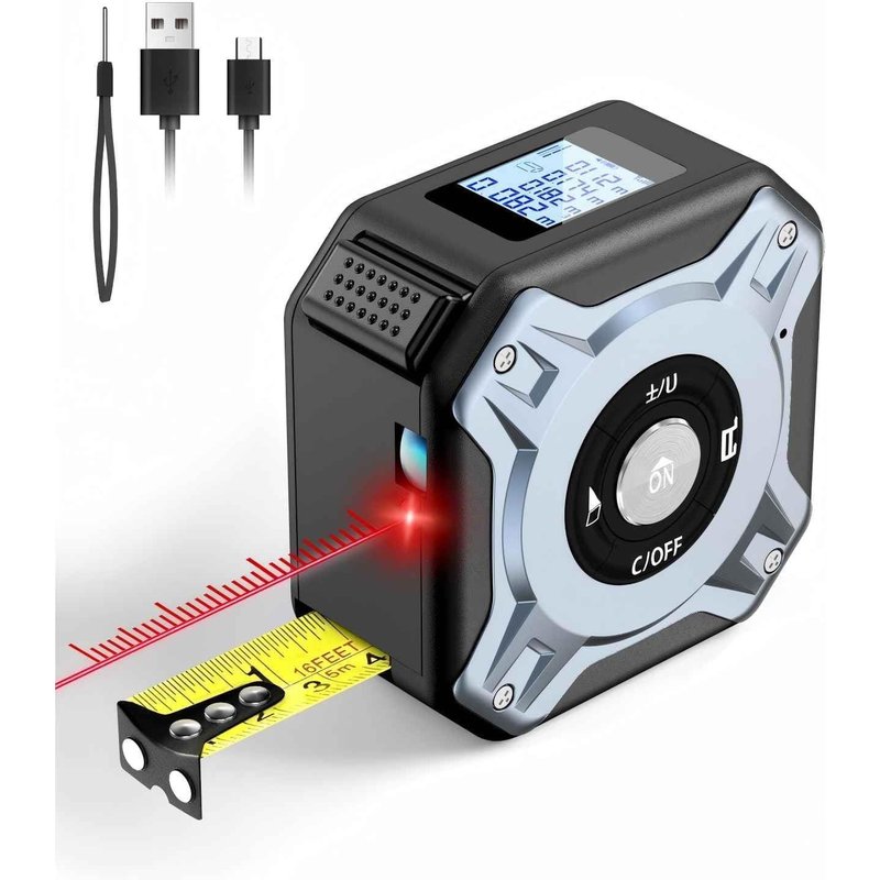 JEXNOVASHOP-Ruban à Mesurer Laser 2 en 1, Telemetre Laser 40m & Metre Ruban 5m, USB-C Rechargeable Metre Laser, Écran LCD, Plusieurs Modes de Mesure, M/in/Ft, pour Le Bricolage et la Décoration Intér