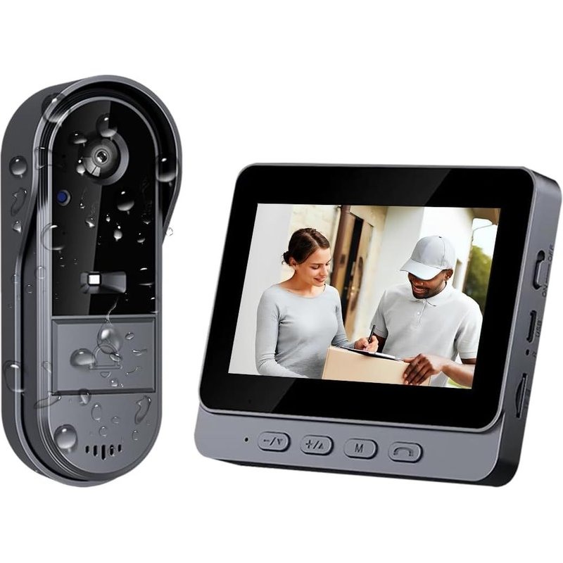 JEXNOVASHOP-Sonnette sans Fil avec Caméra Extérieur Étanche 1080P, Visiophone Vidéo sans Fil Écran 4.3"", Interphone Vidéo pour Famille Angle de Vision 170°, Portier Vidéo pour Maison, Interphone sans