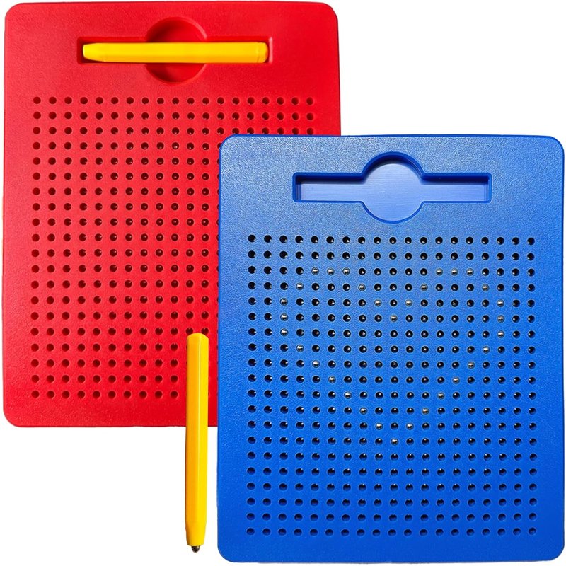 JEXNOVASHOP-Lot de 2 Planche à Dessin Magnétique, Tablette Magnetique Enfant avec Stylos Magnétiques, Jouets Éducatifs pour Garçons et Filles(Rouge, Bleu)