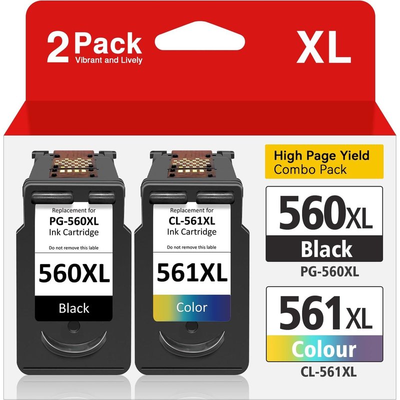 JEXNOVASHOP-Cartouches PG 560 XL Noir et CL 561 XL Compatible Canon Pixma TS5350, TS5351, TS5352, TS7450, TS7451
