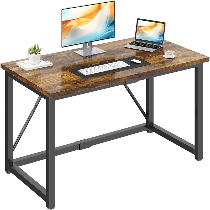 JEXNOVASHOP-Bureau 120 x 60 x 75 cm, Petite Table d'ordinateur pour Salle de Travail, la Maison, Poste de Travail à Domicile, Cadre Robuste, Marron