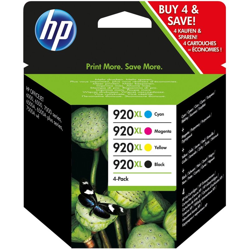 HP 920XL - Pack de 4 cartouches d'encre haute capacité - noir, cyan, magenta, jaune (C2N92AE HP 920 XL)