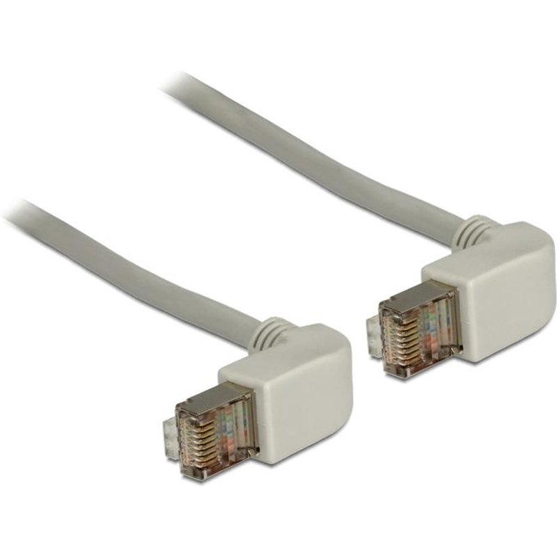 Delock - Cordon de raccordement - RJ-45 (M) pour RJ-45 (M) - 50 cm - SFTP - CAT 5e - connecteur à 90°, moulé - gris