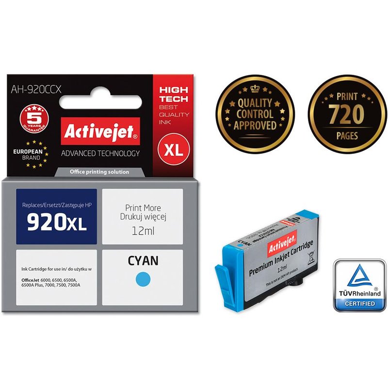 Activejet Encre AH-920CCX (remplacement HP 920XL CD972AE - Premium - 12 ml - bleu)