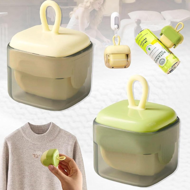 Jgd-2 Pièces Rouleau À Peluche Réutilisable, Mini Rouleau Anti-Peluches Portable, Lavable, Rouleau Poils Animaux Pour Tapis, Canapés, Vêtements Et Literie (Jaune/Vert)