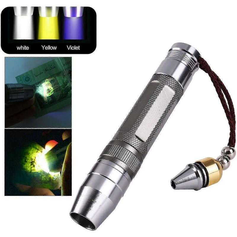 Lampe torche LED 365 nm, lumière blanche et jaune UV, pour bijoux en jade, pierres précieuses, ambre, test argent, 1 pièce