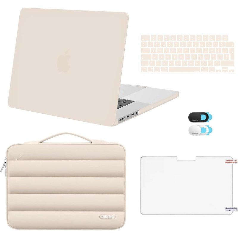 Coque Compatible Avec Macbook Pro 16 2025-2021 M4 M3 M2 M1 A3403 A3186 A2991 A2780 A2485, Coque Rigide&Housse Gonflable&Protection Clavier&Couverture Webcam&Protecteur D'Écran,Sable