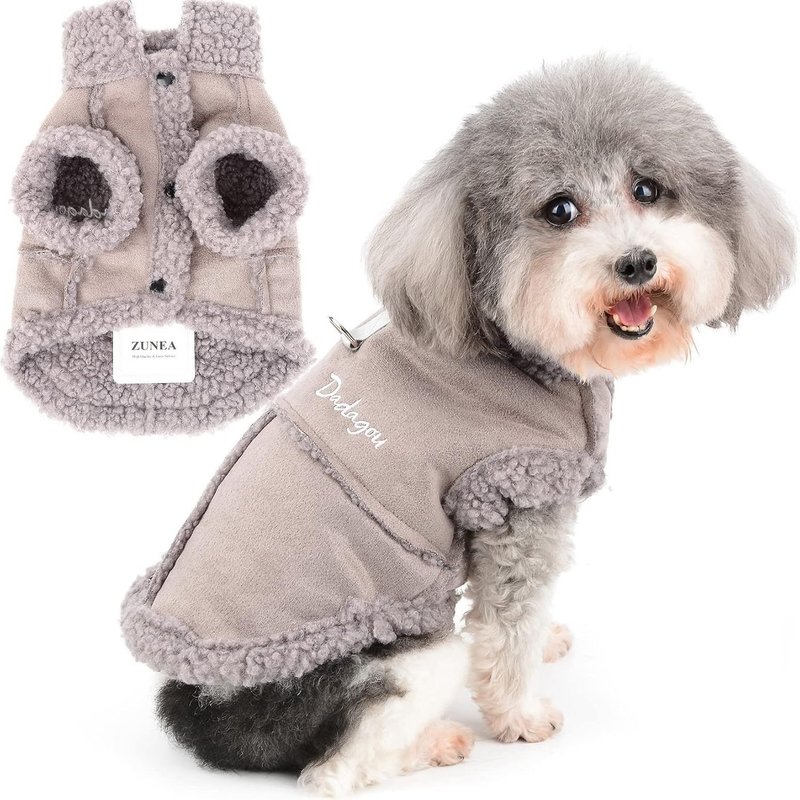 Winter Coat For Small Dog Warm Puppy Jacket Coat Clothes Soft Fleece Lined With D-Ring Windproof For Cold Weather Chihuahua Yorkshire Grey Xl