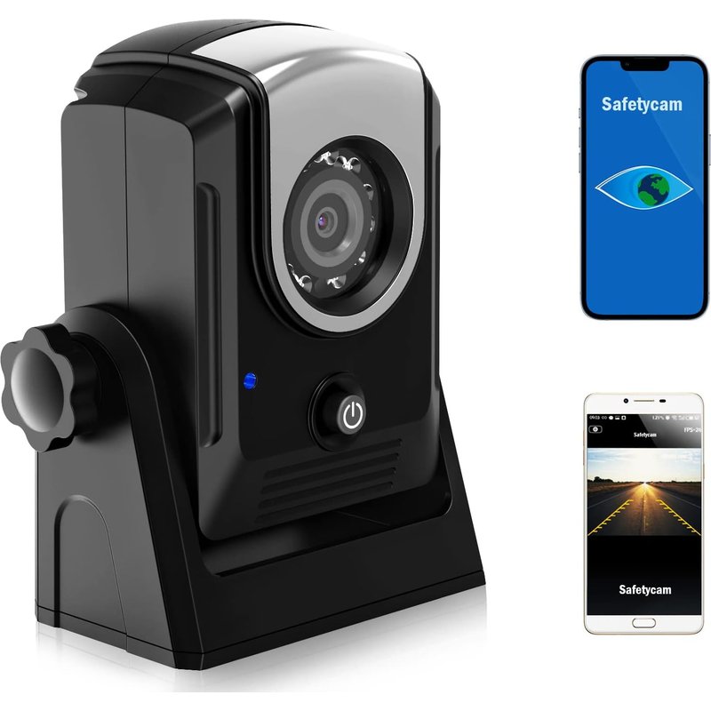 Caméra de Tableau de Bord avec WiFi, WiFi Backup Dash Cam Fonctionne avec téléphone IP68 étanche IR Vision Nocturne Grand Angle magnétique caméra de recul pour remorque Camion Camping-Car