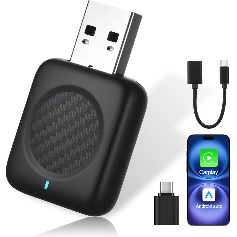 Adaptateur de voiture sans fil CarPlay & Android-Adaptateur USB sans fil pour véhicules avec voiture filaire CarPlay/Android Auto,Plug and Play,compatible avec iOS à partir de 10 et Android