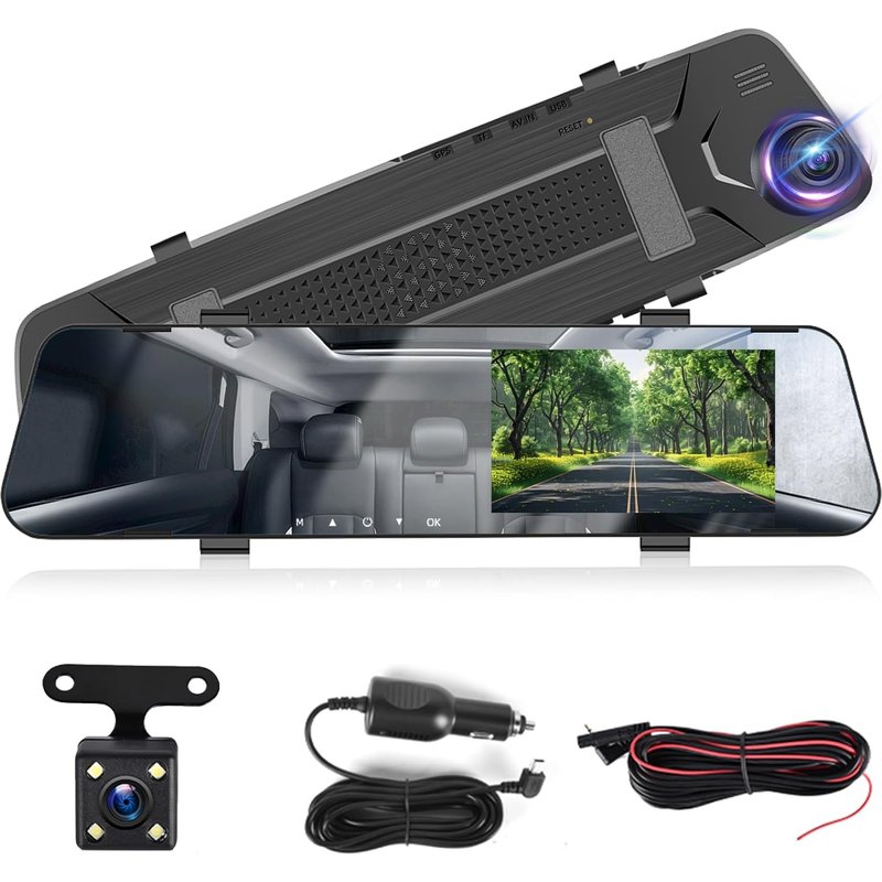 Caméra de recul Dash Cam avec Deux caméras 1080P supportant Le capteur de gravité/Aide au stationnement/Enregistrement en Boucle/Vision Nocturne/luminosité réglable + Carte SD 64GB