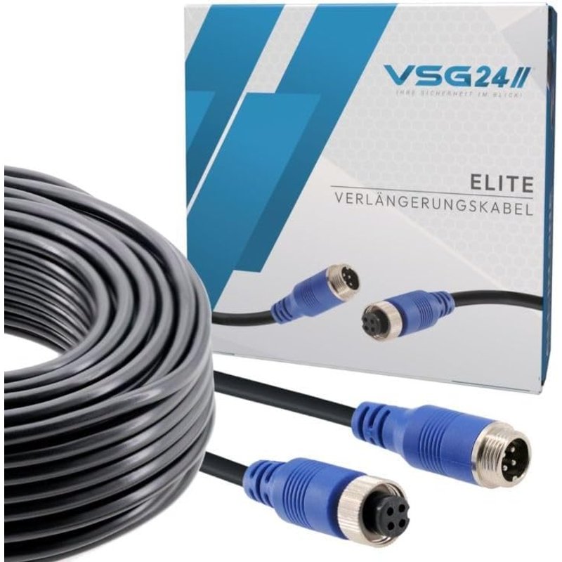 Câble de rallonge pour systèmes de recul,camion,van,camping-car,câble à 4 broches,étanche à l'eau selon IP67,12 & 24 volts-15 m